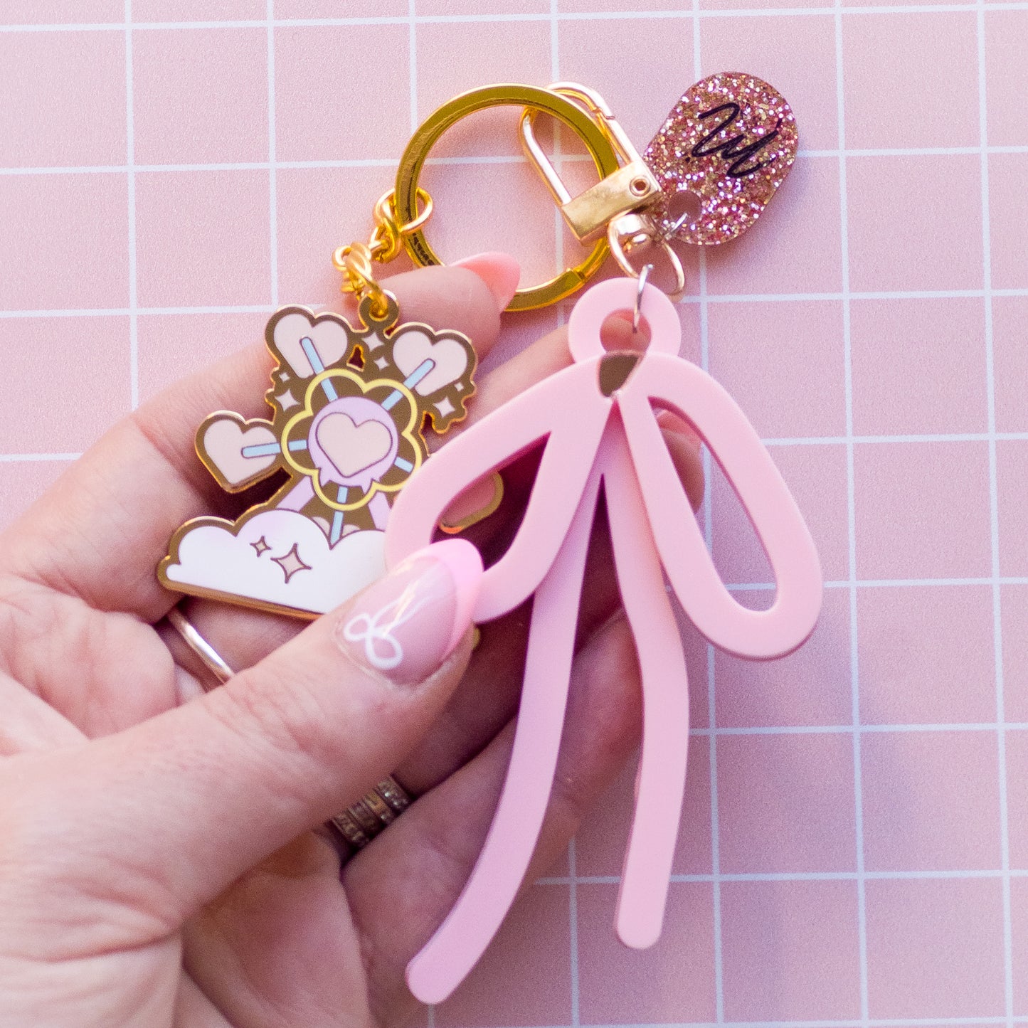 Bow Keychain, Bow Gift, Bow Bag Charm, Gift for girls, Pastel keychain, Pastel Kawaii Gift