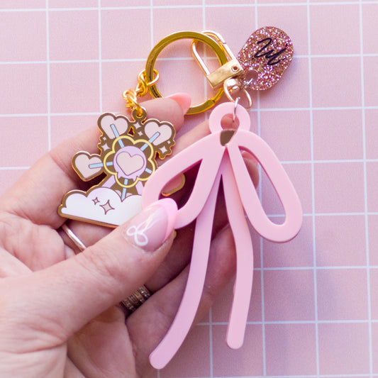 Bow Keychain, Bow Gift, Bow Bag Charm, Gift for girls, Pastel keychain, Pastel Kawaii Gift