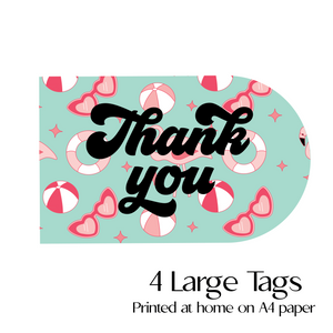 Pool Party Print Gift Tags Large Mint