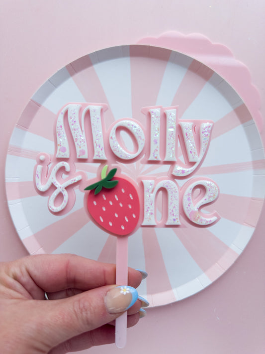 Personalised Strawberry Cake Topper custom strawberry cake topper/berry cute/one berry