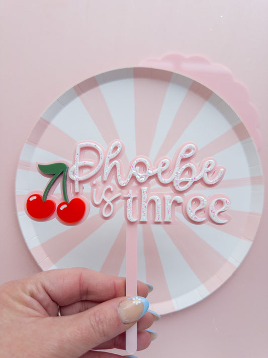 Personalised Cherry Cake Topper custom berry cake topper, berry cute, one berry, very first birthday