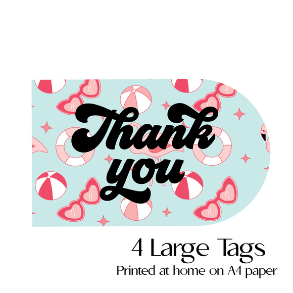 Pool Party Print Gift Tags Large Light Blue