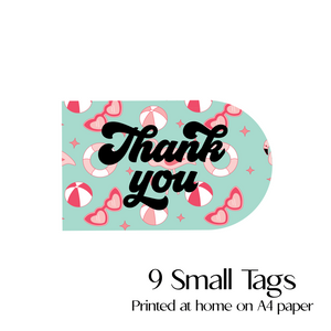 Pool Party Print Gift Tags Small Mint