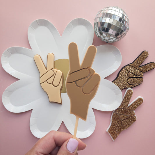 Peace Hands Cake Topper/Boho Cake Decor/Groovy Cake Decor