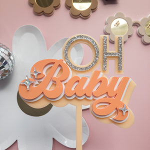 Oh Baby Cake Topper/Boho Cake Decor/Groovy Cake Decor/Groovy Baby Shower/Boho Oh Baby/Oh Baby Neutral Colours