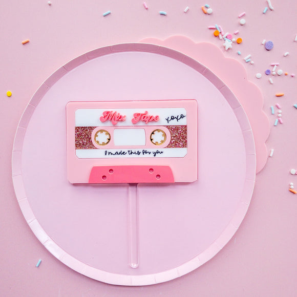 Mix Tape Cake Topper/Valentines Cake Topper /Valentine’s Day Party Decor/valentines mix tape/mix tape disco