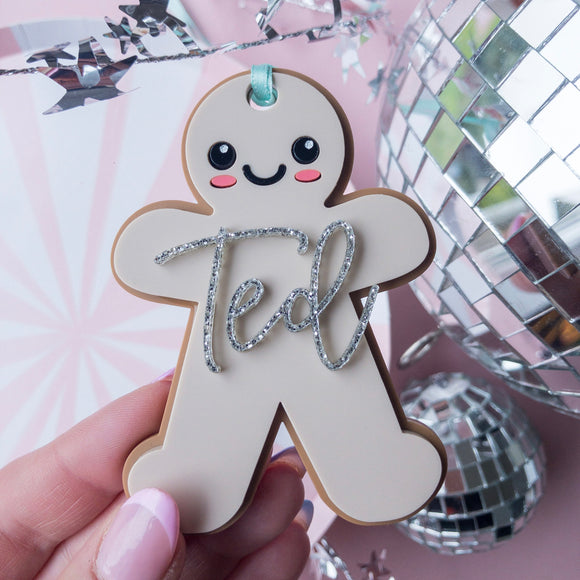 Personalised Gingerbread Man Decoration/Gift Tag, custom Christmas gingerbread man decoration, personalized Christmas gift tag