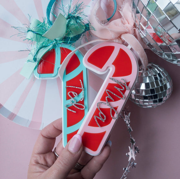 Large Personalised Candy Cane Decoration/Gift Tag, custom candy cane decoration, personalized candy cane gift tag