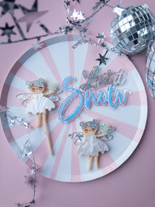 Fairy Cake Topper, fairy charm, snow fairy, Let it snow cake decor, Christmas cake decor